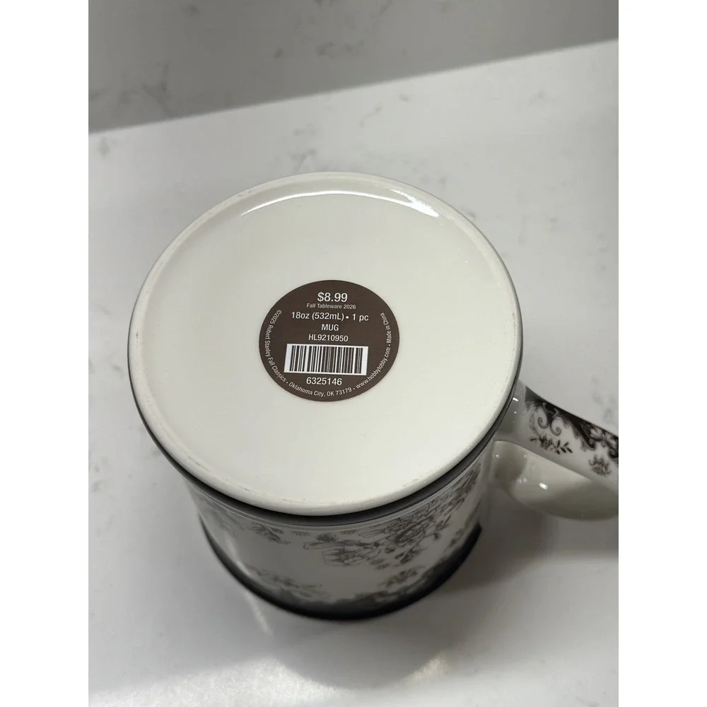 Brown Floral Toile Mug Cup Fall Thanksgiving 4